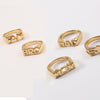 Image of Letter Seal Titanium Steel Plating 18K Gold Ring Shopping