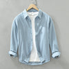 Image of Solid Color Long Sleeve Basic Men's Retro Casual Shirt Shopping