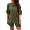 Image of Women's Solid Color Sweater With Short Sleeves Suit Shopping