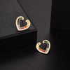 Image of Color Zirconium Love Micro Inlaid Zircon Ladder Square Earrings Shopping