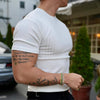 Image of Men's Summer Sports Fitness Casual Round Neck Stretch Crew Neck Short Sleeve Shopping