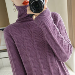 Pure Wool Cascading Collar Pullover Loose Sweater Shopping