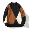 Image of Men's Round Neck Sweater Spring Fashion Loose Breathable Stitching Long Sleeve Shopping