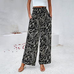 Women's Elegant Printed Loose Trousers Shopping