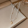 Image of Women's All-match Stitching Love Pearl Necklace Shopping