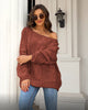 Image of Off-neck Cable-knit Pullover Loose-fitting Oversized Sweater Shopping