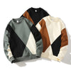 Image of Men's Round Neck Sweater Spring Fashion Loose Breathable Stitching Long Sleeve Shopping