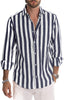 Image of Polo Collar Stripes Shirt Loose Shopping