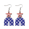 Image of Personalized Double Round Five-pointed Star Striped Earrings Shopping