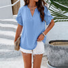 Image of Women's Temperament Pure Color V-neck Short-sleeved Top Shopping