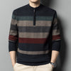 Image of Men's Contrasting Striped Pure Wool Knitted Sweater Shopping