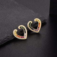 Color Zirconium Love Micro Inlaid Zircon Ladder Square Earrings Shopping