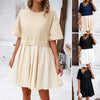 Image of Women's Clothing Elegant Short Sleeve Stitching Dress Shopping