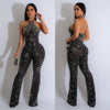 Image of Wear Solid Color Rhinestone Sleeveless Halter Trousers Jumpsuit Shopping