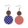 Image of Personalized Double Round Five-pointed Star Striped Earrings Shopping