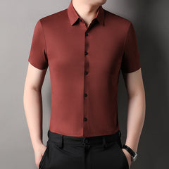 Men's Fashion Seamless Non-ironing Solid Color Anti-wrinkle Tencel Shirt