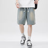 Image of Men's Loose Casual Starry Sky Pattern Denim Shorts Shopping