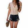 Image of Women's Elegant V-neck Jacquard Top Shopping