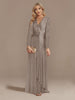 Image of Long Sleeve V-neck Fishtail Party Evening Dress Shopping