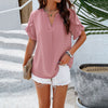 Image of Women's Temperament Pure Color V-neck Short-sleeved Top Shopping