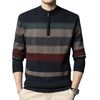 Image of Men's Contrasting Striped Pure Wool Knitted Sweater Shopping