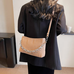 Women's Textured Pleated Chain Shoulder Messenger Bag Shopping