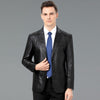 Image of Men's Leather Coat Suit Collar Single-breasted Crocodile Pattern Shopping