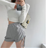 Image of Cotton Sports Casual Pants Sexy Drawstring High Waist Shopping