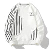 Image of Loose Sports Long-sleeved T-shirt Patchwork Stripes Printed Men's Clothing Round-neck Sweater Shopping