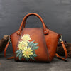 Image of Retro Hand-painted Tote Bag First Layer Cowhide Shopping