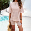 Image of Women's Solid Color Sweater With Short Sleeves Suit Shopping