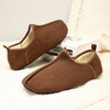 Image of Soft Bottom Suede Ankle Wrap Cotton Slippers Women Shopping