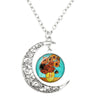 Image of Van Gogh Starry Night Painting Moon Necklace Glass Round Shopping