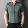 Image of Men's Fashion Seamless Non-ironing Solid Color Anti-wrinkle Tencel Shirt Shopping