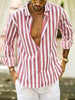 Image of Polo Collar Stripes Shirt Loose Shopping