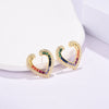 Image of Color Zirconium Love Micro Inlaid Zircon Ladder Square Earrings Shopping