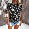 Image of Lady Temperament Puff Sleeve Printed Top Shopping