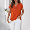 Image of Women's Solid Color And V-neck Short-sleeved Shirt Shopping