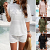 Image of Women's Solid Color Sweater With Short Sleeves Suit Shopping