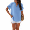 Image of Women's Temperament Pure Color V-neck Short-sleeved Top Shopping