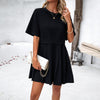 Image of Women's Clothing Elegant Short Sleeve Stitching Dress Shopping