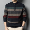 Image of Men's Contrasting Striped Pure Wool Knitted Sweater Shopping