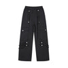 Image of Metal Snap Fastener Detachable Webbing Multi-pocket Wide Leg Straight Overalls Shopping