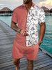 Image of Printed Flanging Vacation Short Sleeve Shorts Shirt Outfit Shopping