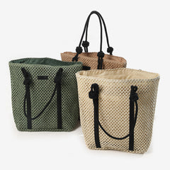 Simple Large Capacity One Shoulder Hollow Out Woven Bag Shopping