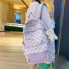 Image of Girly And Fashion Chessboard Plaid Backpack Shopping