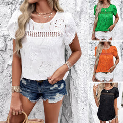 Women's Elegant Jacquard Short-sleeved Top