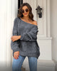 Image of Off-neck Cable-knit Pullover Loose-fitting Oversized Sweater Shopping