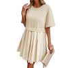 Image of Women's Clothing Elegant Short Sleeve Stitching Dress Shopping