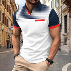 Men's Summer Stripes Printed Casual Short Sleeve